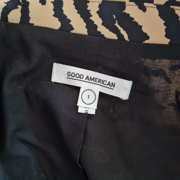 Good American Sand Zebra Double Breasted Blazer Size 1 Small Animal Print NWT - Picture 7 of 10